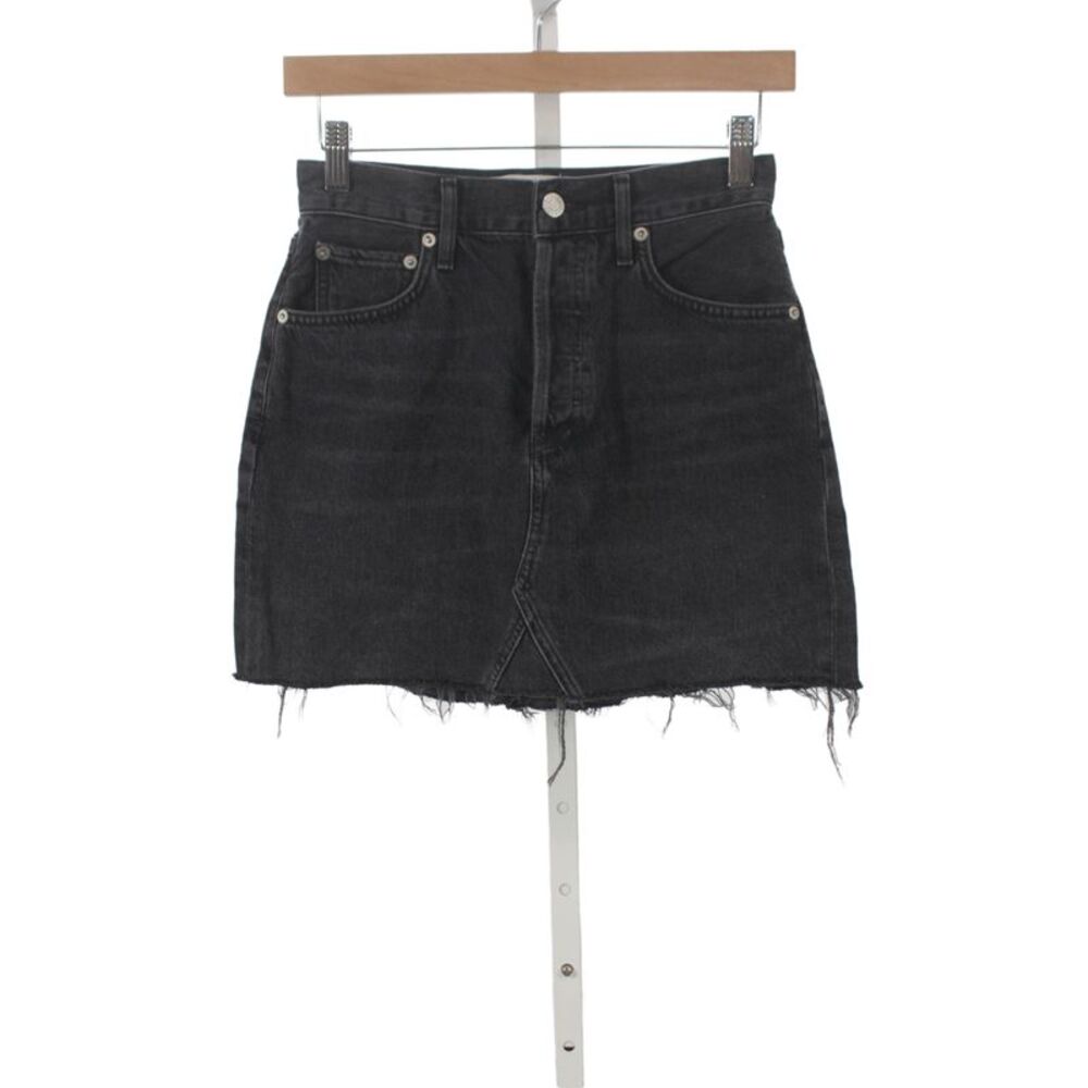 Agolde Womens Black Mini Skirt Solid Cotton Button Closure Size 24